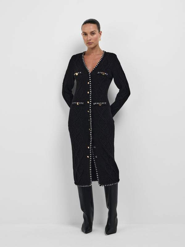 SHEIKE Margot Knit Long Cardigan Black 1008649 Styled Front Image