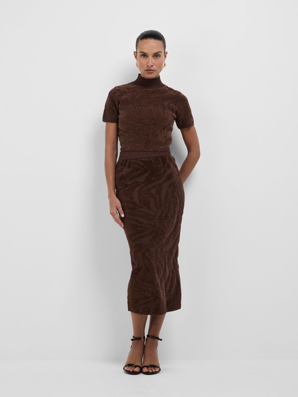 SHEIKE Rita Knit Skirt Chocolate 1008528 Front Image