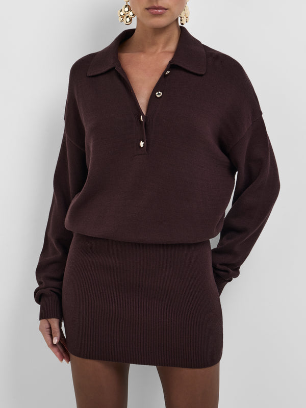 SHEIKE Evie Knit Dress Chocolate 1008877 Close Up Image