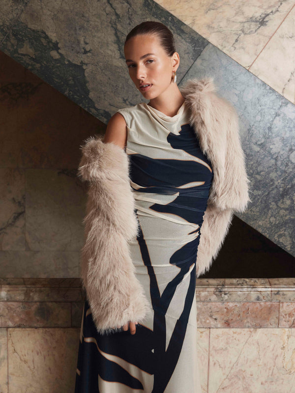 SHEIKE Alora Fur Jacket Oatmeal 1008620 Campaign Image