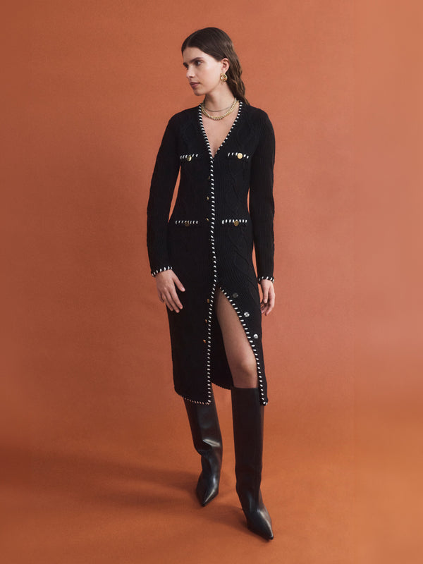 SHEIKE Margot Knit Long Cardigan Black 1008649 Campaign Image