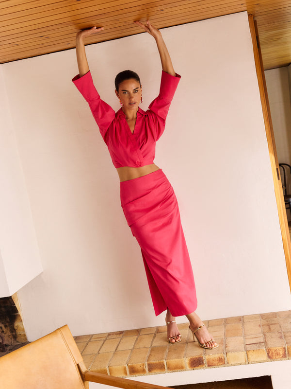 SHEIKE Madison Midi Skirt Raspberry 1008645 Campaign Image