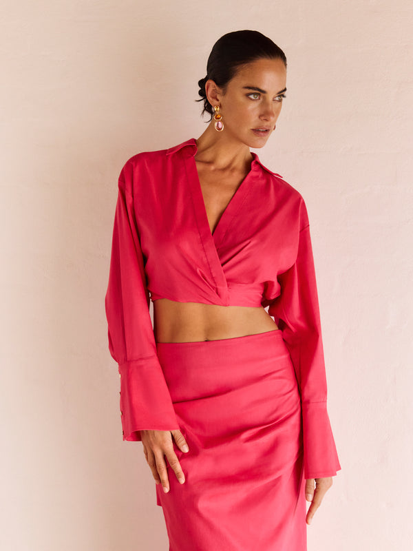 SHEIKE Madison Cropped Shirt Raspberry 1008647 Campaign Image